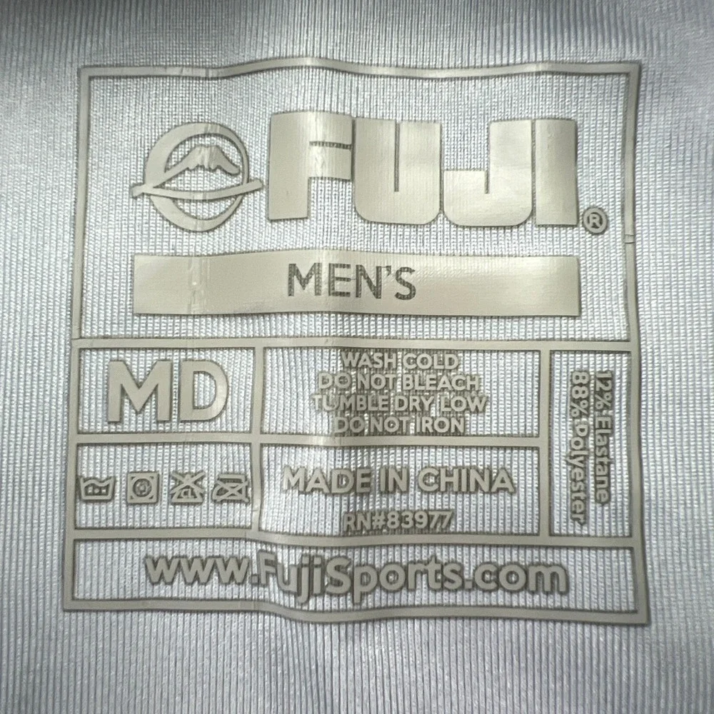 Fuji Sports Rashguard Men Medium Black Blue Facility Design Stretch Short Sleeve